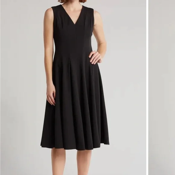 slim fit dress slacks Calvin Klein Girls Punto Tape Fit Flare Dress in Black